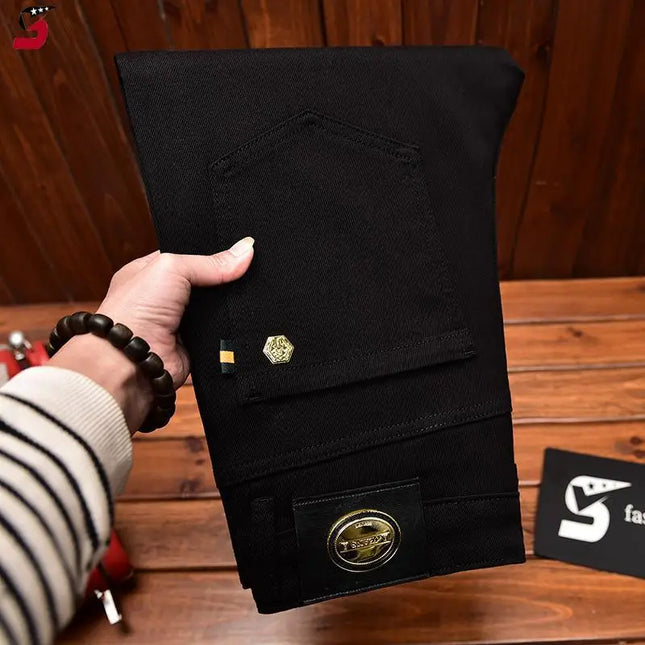 Jeans Autumn Winter Black Slim Fit Casual Stretch Korean Style Long Pants