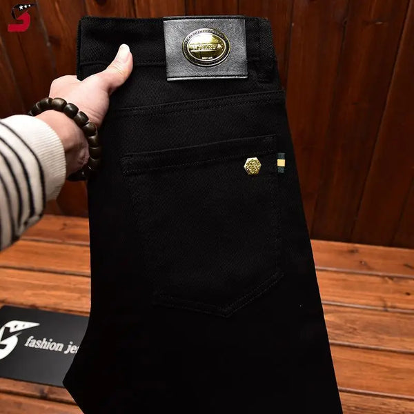 Jeans Autumn Winter Black Slim Fit Casual Stretch Korean Style Long Pants