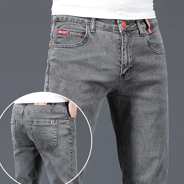 Skinny Jeans Trendy Stretch Straight Male Blue Grey