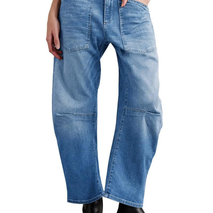 Women Retro Sle Cotton Fabric Mid-Rise