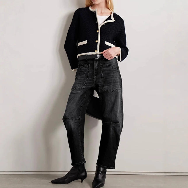 Women Retro Sle Cotton Fabric Mid-Rise