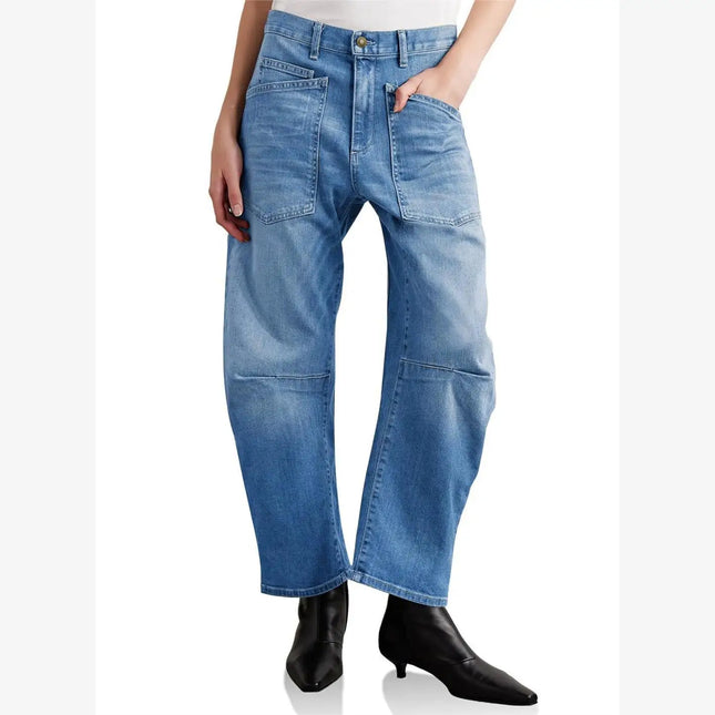 Women Retro Sle Cotton Fabric Mid-Rise