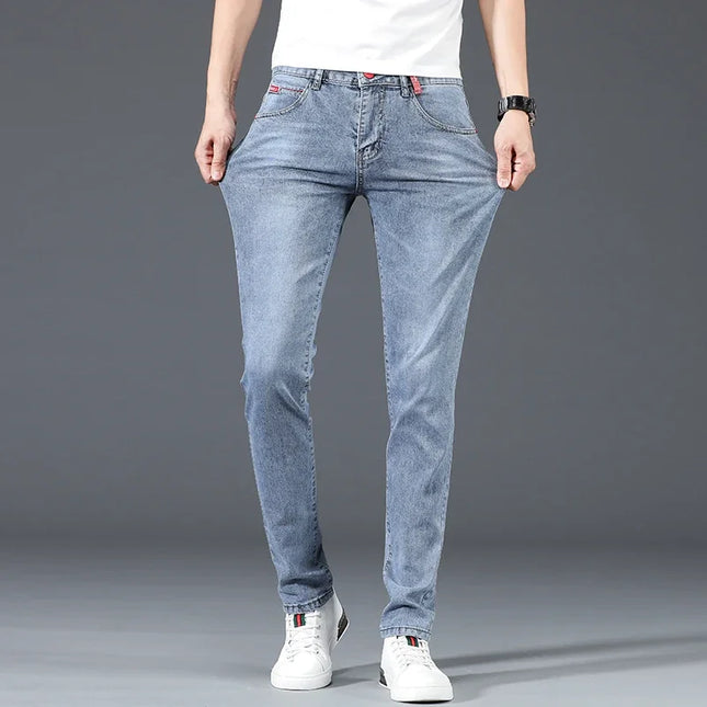 Skinny Jeans Trendy Stretch Straight Male Blue Grey