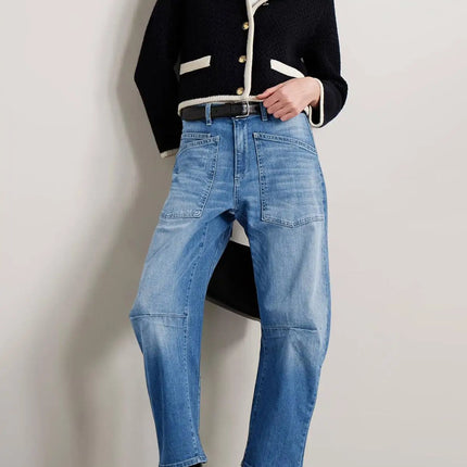 Women Retro Sle Cotton Fabric Mid-Rise