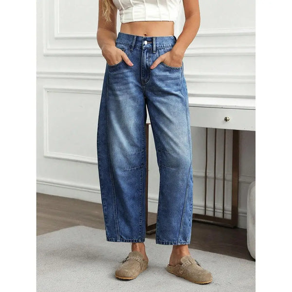 Washed Wide Leg Loose Women's Jeans