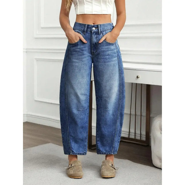 Washed Wide Leg Loose Women's Jeans