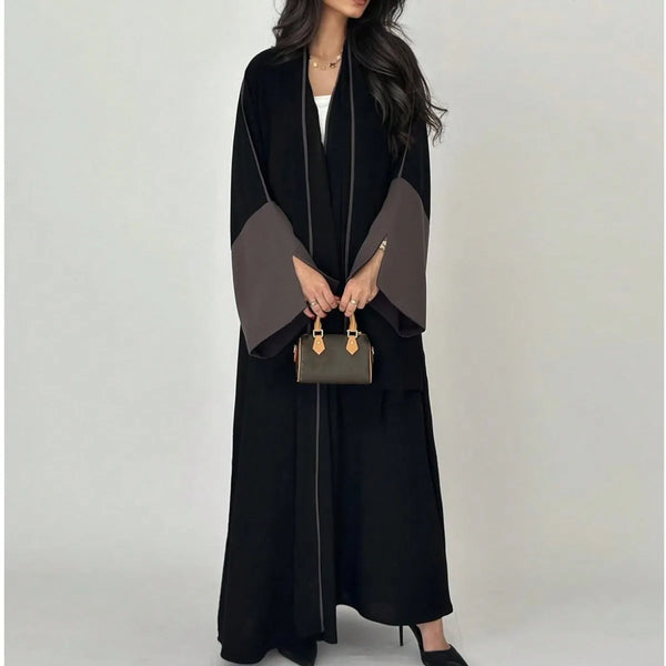Muslim Full Sleeve Open Front Abayas Elegant Kaftans Women