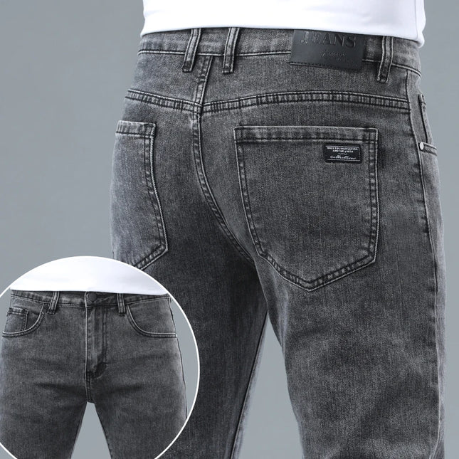 Cargo Jeans Gray Men High Street Casual Denim Trousers Pants