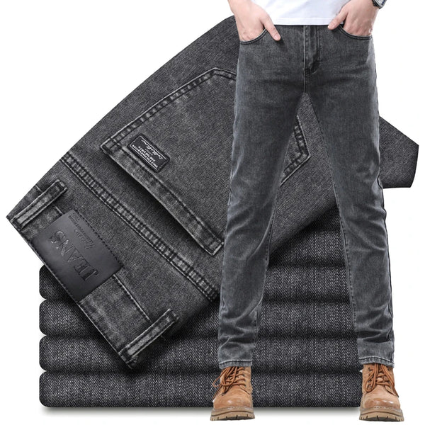 Cargo Jeans Gray Men High Street Casual Denim Trousers Pants